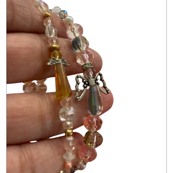 Hand made Pink Beaded Angel Charm Bracelets - Picture 2 of 7